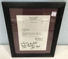 1979 Alabama Scholarship Offer signed by Paul 
