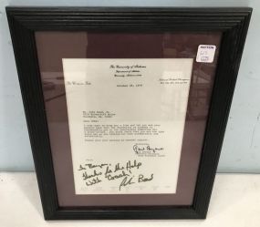 1979 Alabama Scholarship Offer signed by Paul 