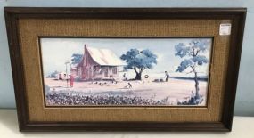 C. Cummings Folk Art Cabin Scene Print