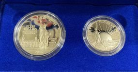 Two 1986 Liberty Silver Dollars