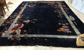 Navy Blue Chinese High Pile Area Rug