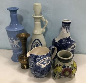 Group of Decorative Decanters, Vase, and Pitchers
