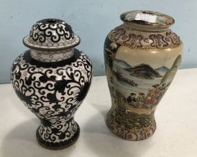 Two Oriental Lamp Vases
