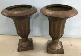 Pair of Copper Urn Planters