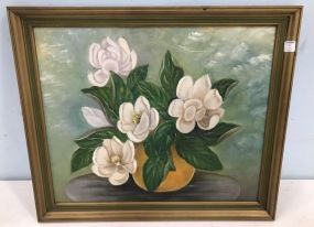 Magnolia Painting on Board by K. Edington Purvis 1964
