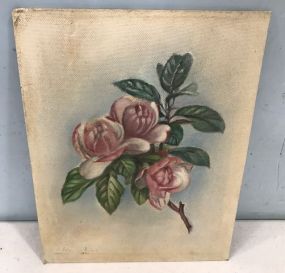 Unframed Painted Roses Stem by K. Edington Purvis 1961