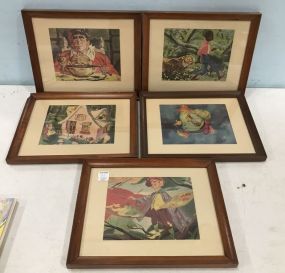 Five Framed Vintage Prints