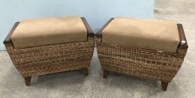 Pair of Woven Style Ottomans/Benches