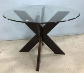 Modern Cross Leg Round Glass Table