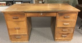 Vintage Oak Kneehole Office Desk