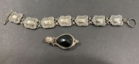 Vintage .925 Sterling Bracelet and Pendant with Stone