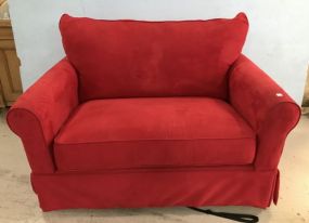 Large Like New Red Microsuede Love Seat