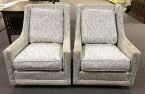Pair of Taylor King Swivel Upholstery Arm Chairs
