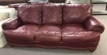 Three Cushion Burgundy Leather Sofa