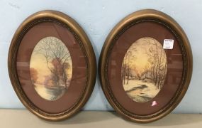 Pair of Design Arts Co. Oval Landscape Prints