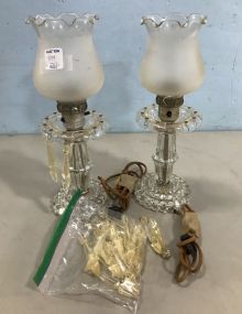 Pair of Vintage Crystal Globe Lamps