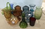 Decorative Green, Blue, Red Glassware