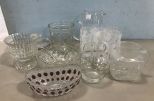Group of Clear Glass Serving Pieces