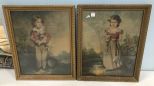 Pair of Vintage Boy and Girl Prints