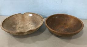 Two Primitive Hand Carved Serving Bowls