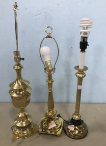 Three Colonial Style Brass Table Lamps