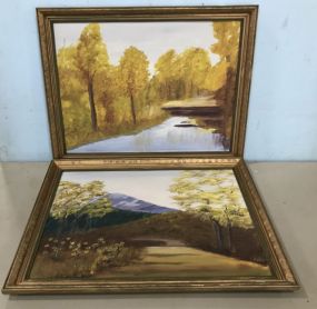 Two Landscape Paintings on Board