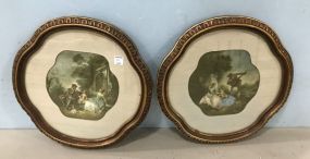 Pair of Oval Family Scene Prints