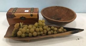 Cedar Jewelry Box, Wood Bowl, and Decorative Wood Tray