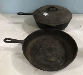 Two Old Cast Iron Skillets