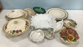 Group of Porcelain Serving Ware and Milk Glass