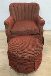 Red Tufted Back Arm Chair with Ottoman