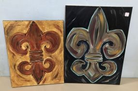 Two Fleur De Lis Paintings on Canvas