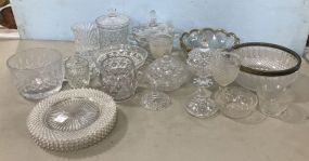 Large Group of Pressed Glassware Serve Ware