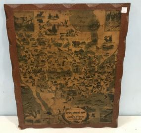 Sportsmen's Map of the United States and Canada Particle Board Plaque