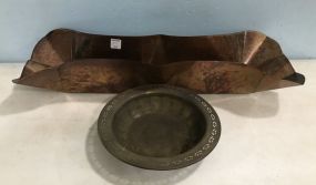 Decorative Copper Hand Made Tray and Round Bowl