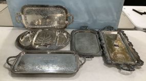 Five Silver Plate Serving Trays