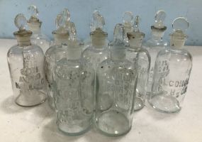 12 Vintage Con Acid Nitric Apothecary Chemist Bottles