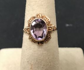 Vintage 10K Gold and Amethyst Ring Marked ESEMCO