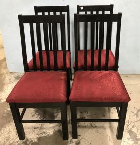 Four Oak Painted Black Side Dining Chairs