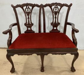 Vintage Chippendale Style Double Chair Settee