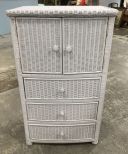 White Painted Wicker Chest of Drawers