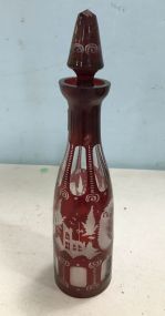 Bohemian Red Cut To Clear Decanter