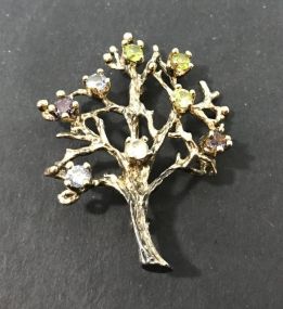 Tree Shaped Brooch Gold Plate