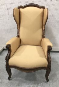 Antique Walnut French Style Wing Back Arm Chair