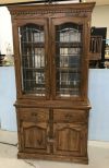 Vintage Oak Double Door China Cabinet