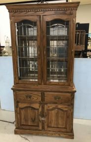 Vintage Oak Double Door China Cabinet