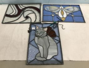 Three Stained Glass Leaded Panels