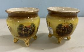 Two English Porcelain Footed Vases