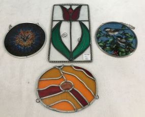 Four Small Stain Glass Hanging Panels