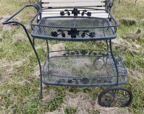 Wrought Iron Flower Push Cart